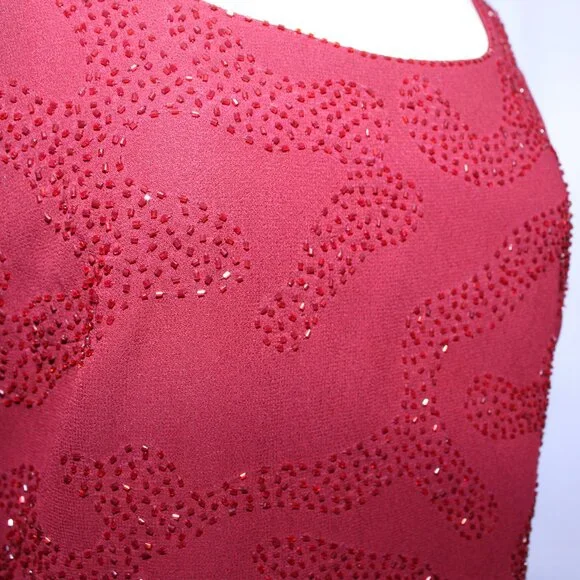 Poly USA #5120 Beaded Chiffon Mother's Gown With Jacket-Size L-BURGUNDY-NWT - Picture 9 of 11